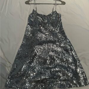 Urban Outfitters Silver Sequin Mini Dress